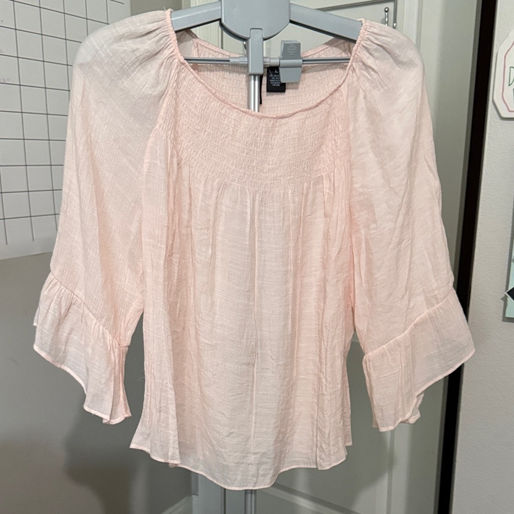 New Directions Blush Pink Ruffle Blouse